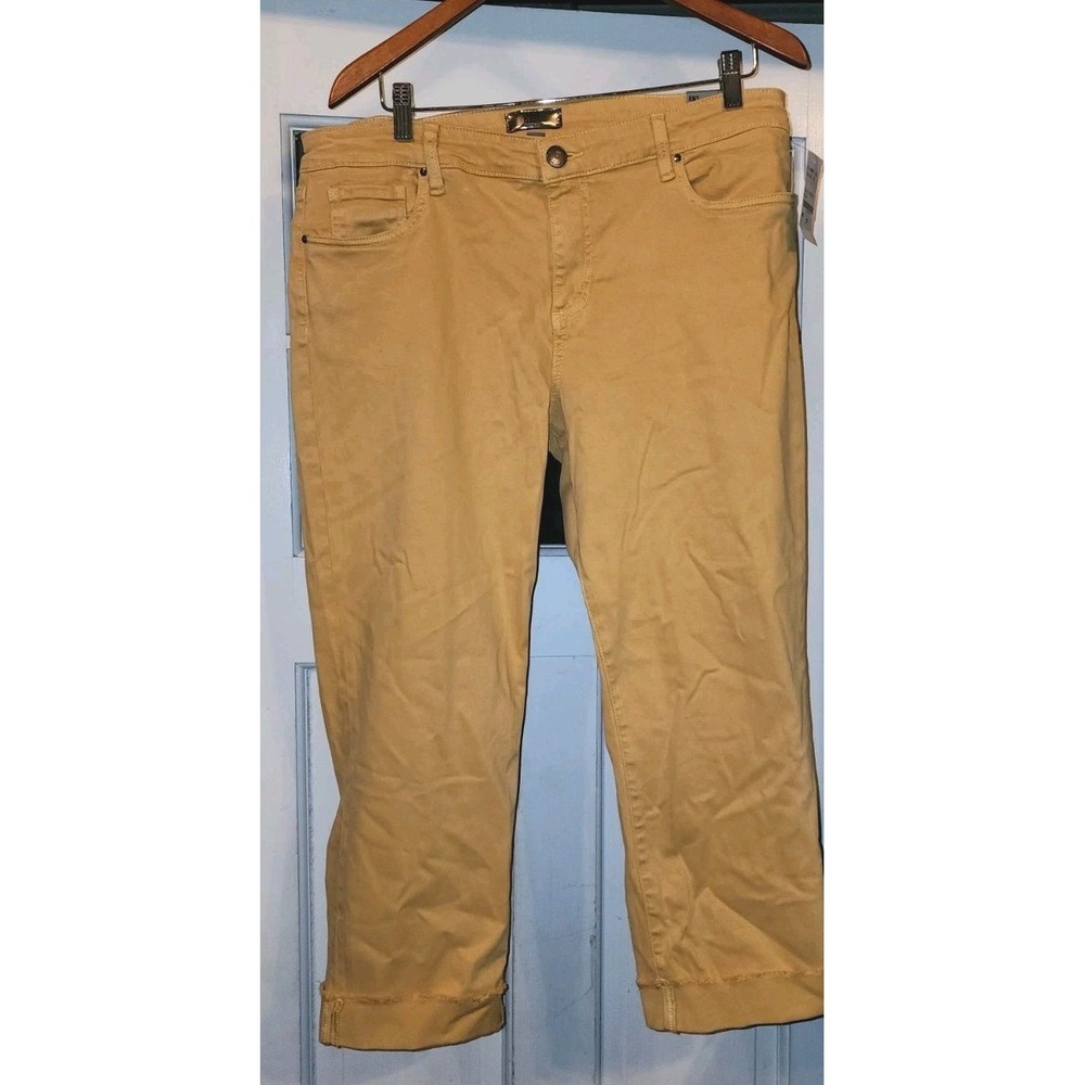 Kut from the Kloth Amy Panta Women's 16 Gold Yellow Raw Hem Crop NWT New Fall Vi